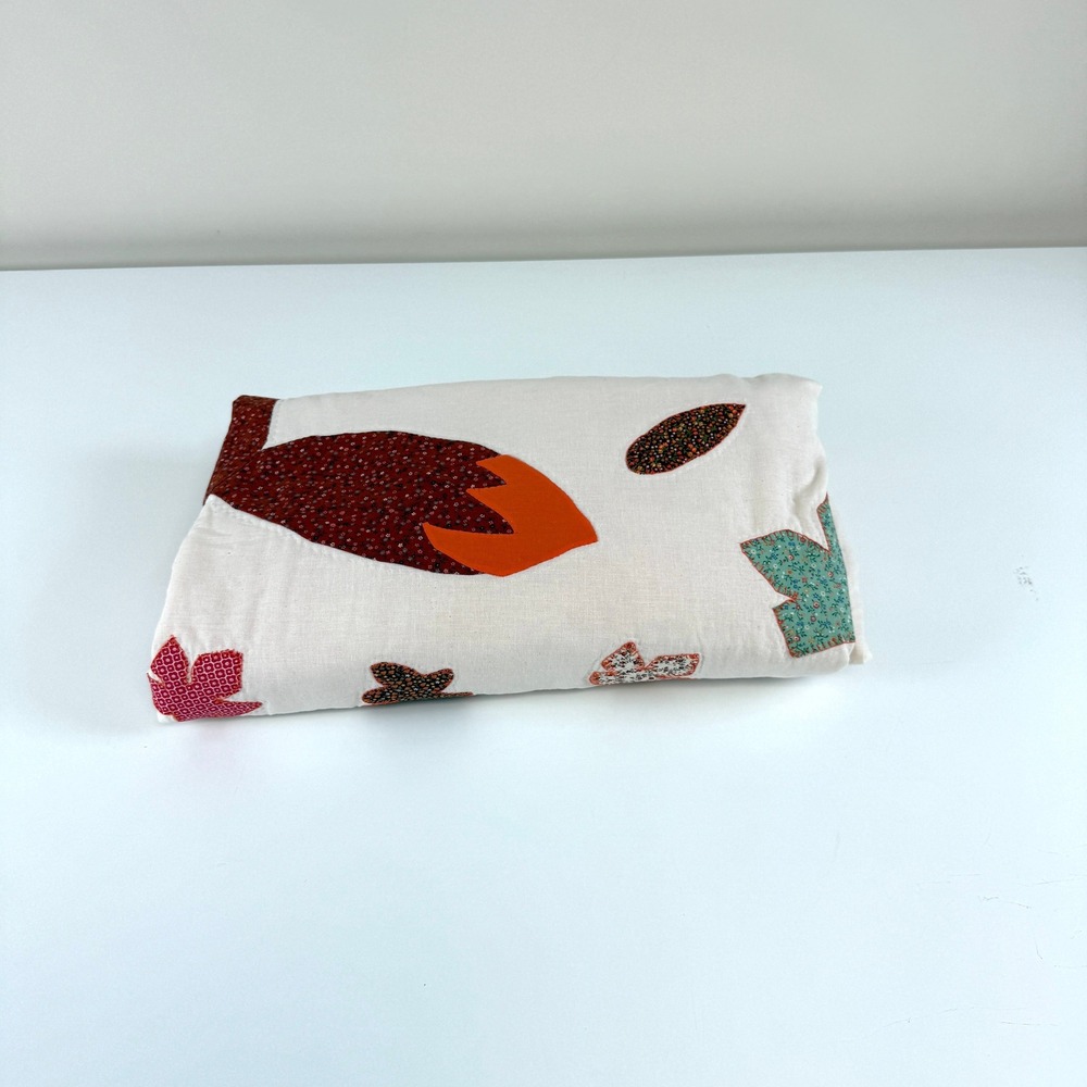Handmade Fox Appliqué Quilt Throw Fall Farmhouse Nursery Woodland vintage New - Picture 9 of 10